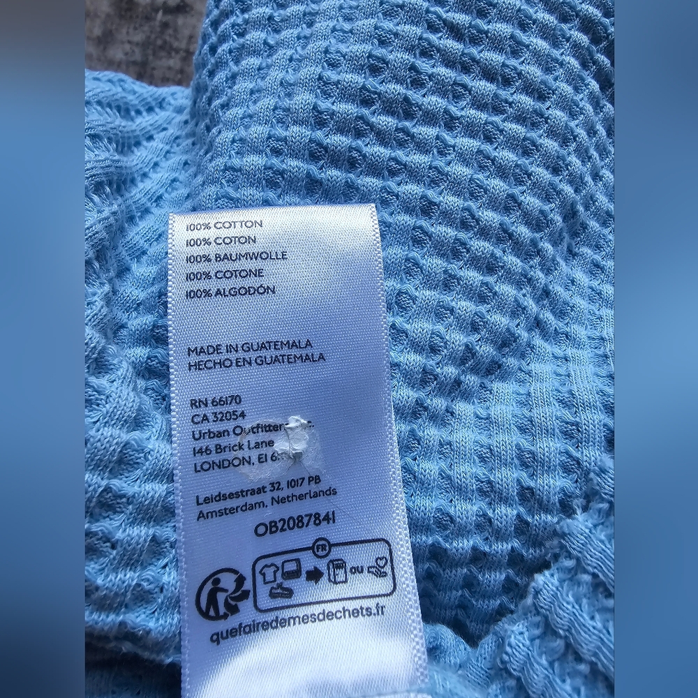 ✨ PILCRO S Anthropologie Waffle Knit Crop Tee | Blue | Effortless Coastal Casual - Picture 7 of 9